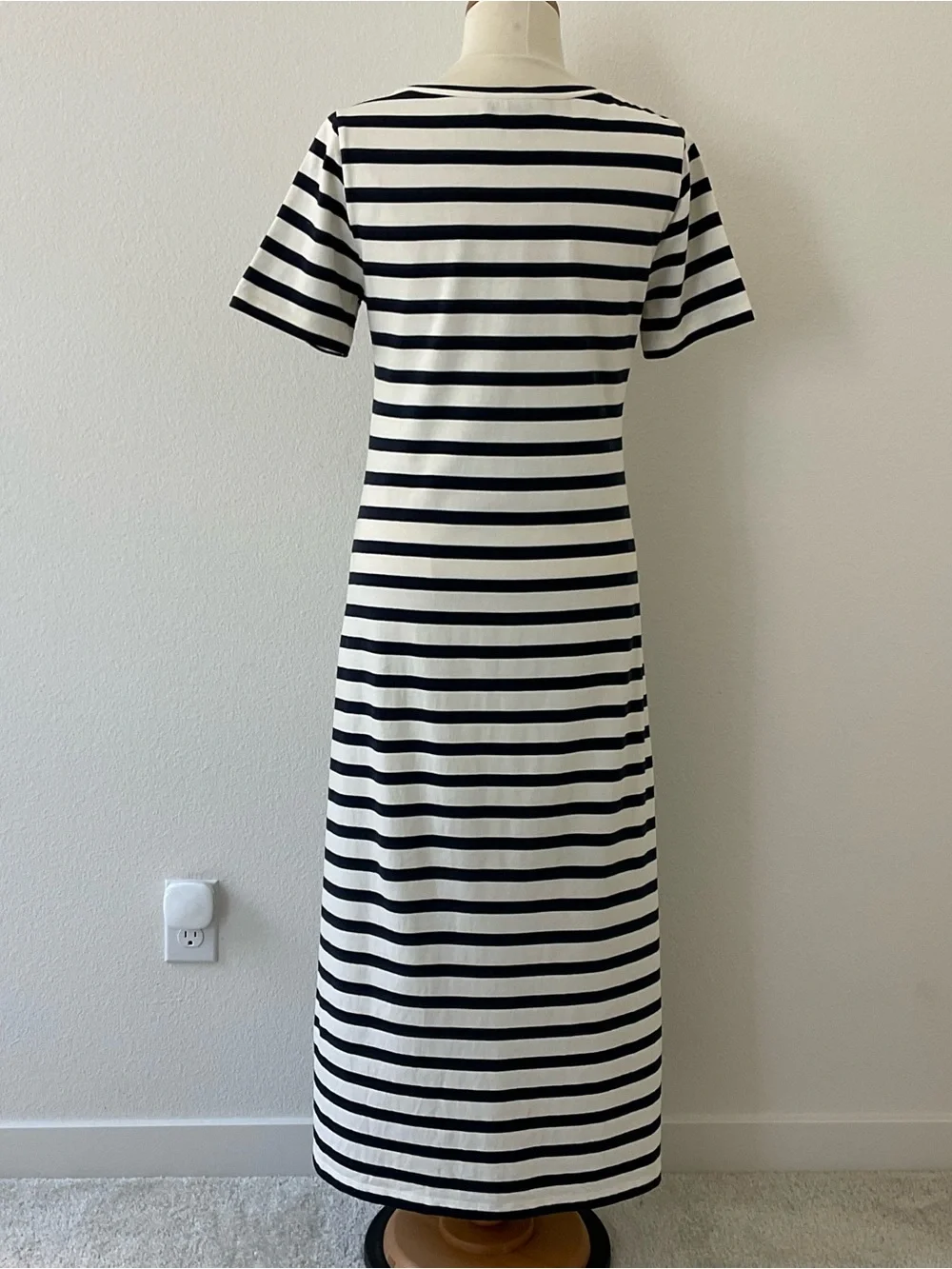 J. Crew Striped Scoop Neck Navy & White Short Sleeve Maxi Dress M